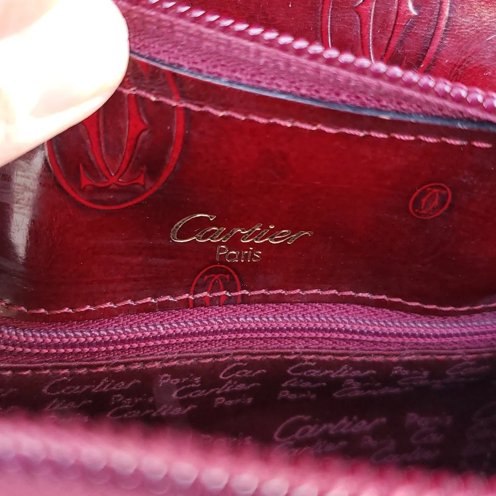 Vintage Cartier Happy Birthday Patent Leather Backpack Unisex Bordeaux Red